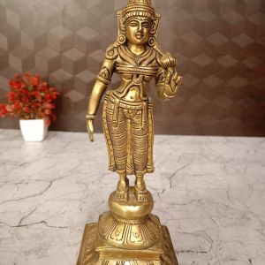 Brass Lakshmi Standing On Square Base 10″