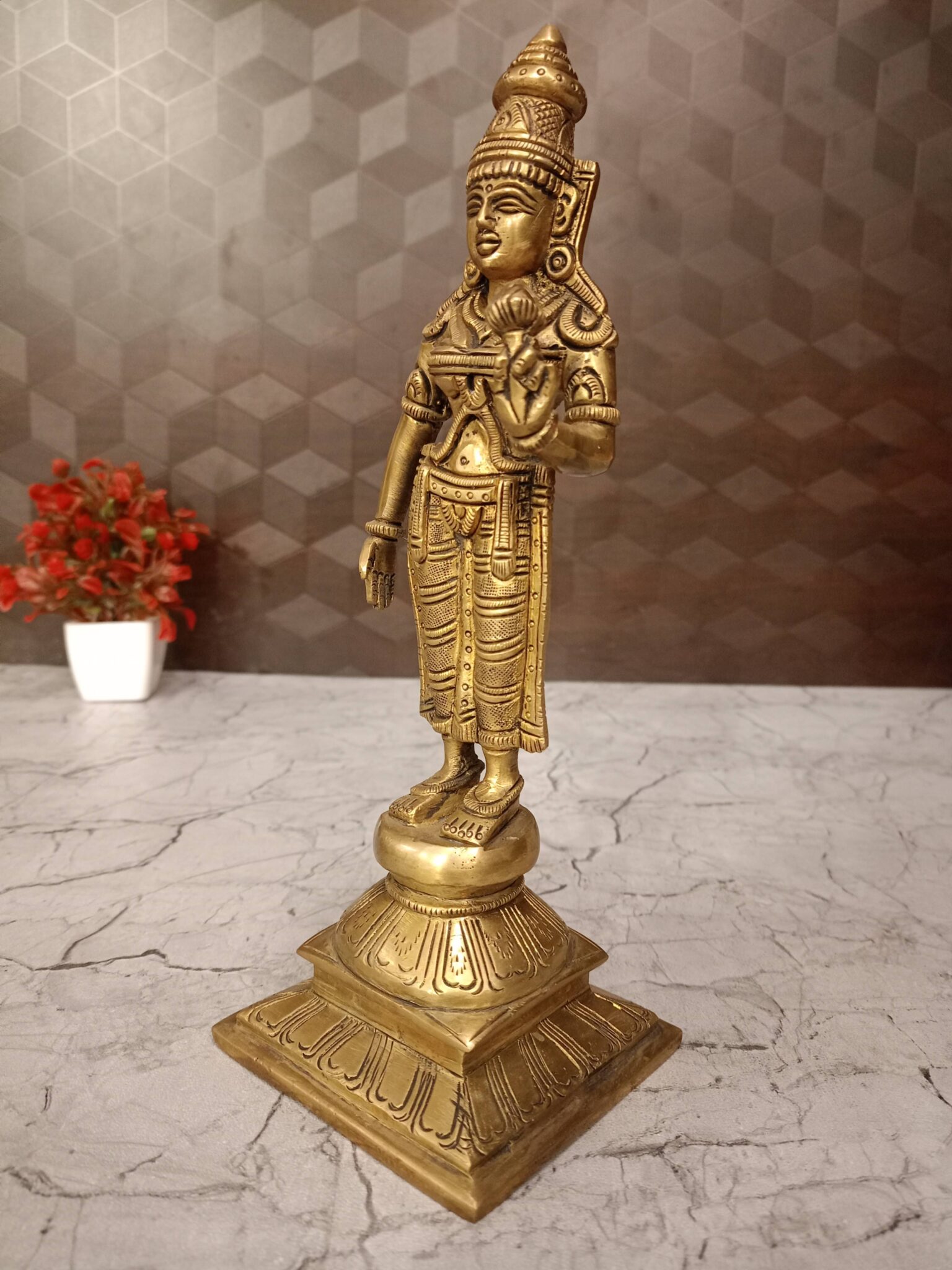 Brass Lakshmi Standing On Square Base 10″