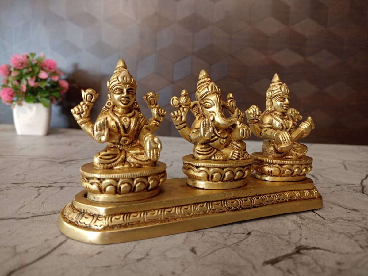 brass lakshmi saraswathi ganesha statue pooja gift vgocart coimbatore india1 scaled