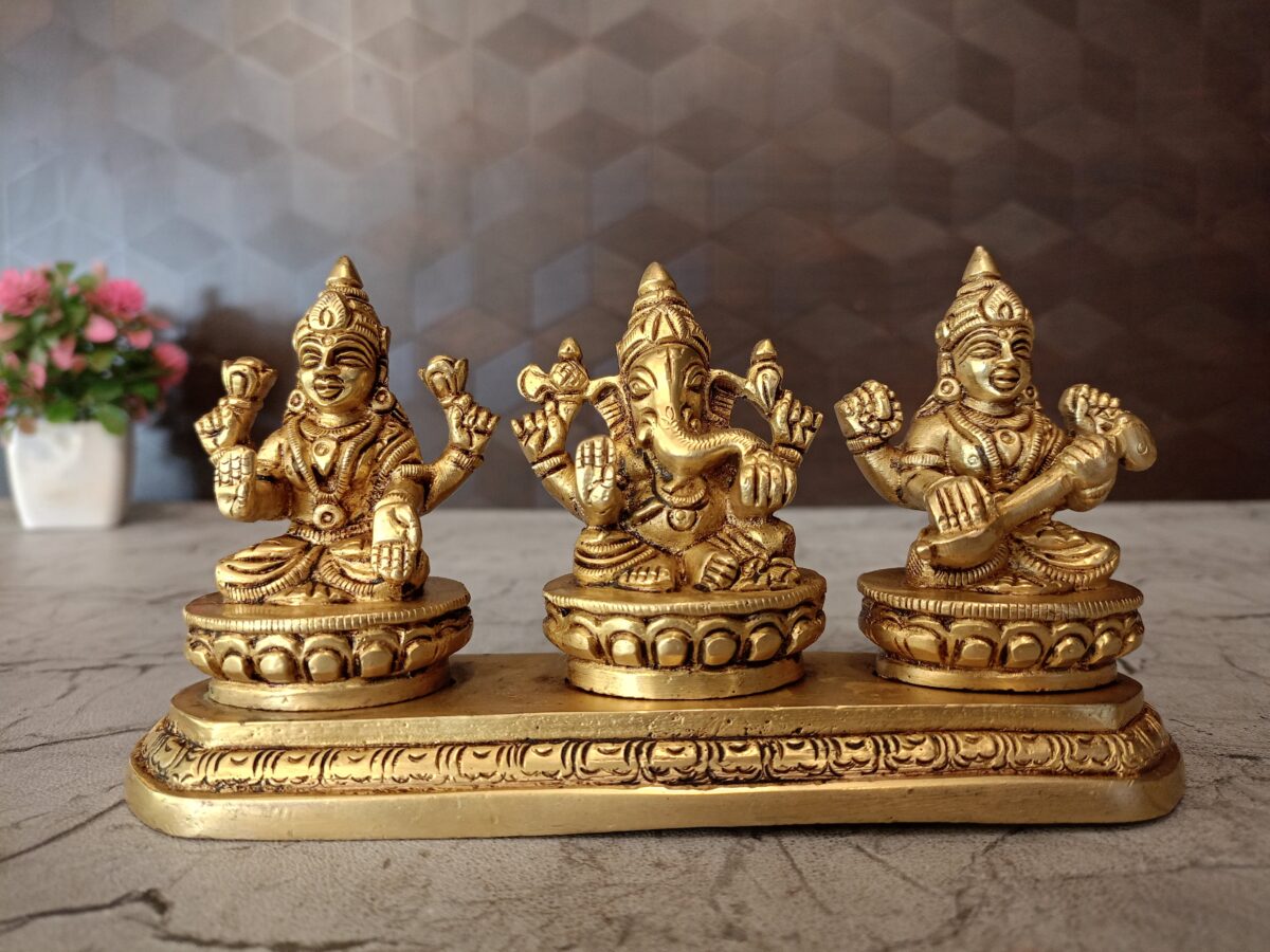 brass lakshmi saraswathi ganesha statue pooja gift vgocart coimbatore india5 scaled