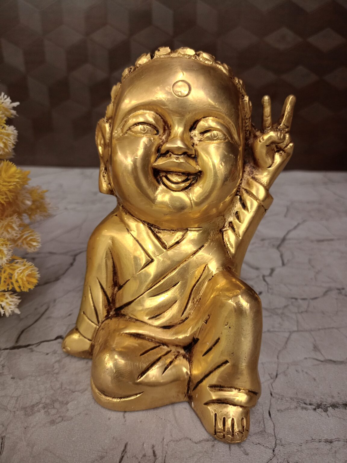 Buy Brass Babe Laughing Buddhas Statue 7.5″