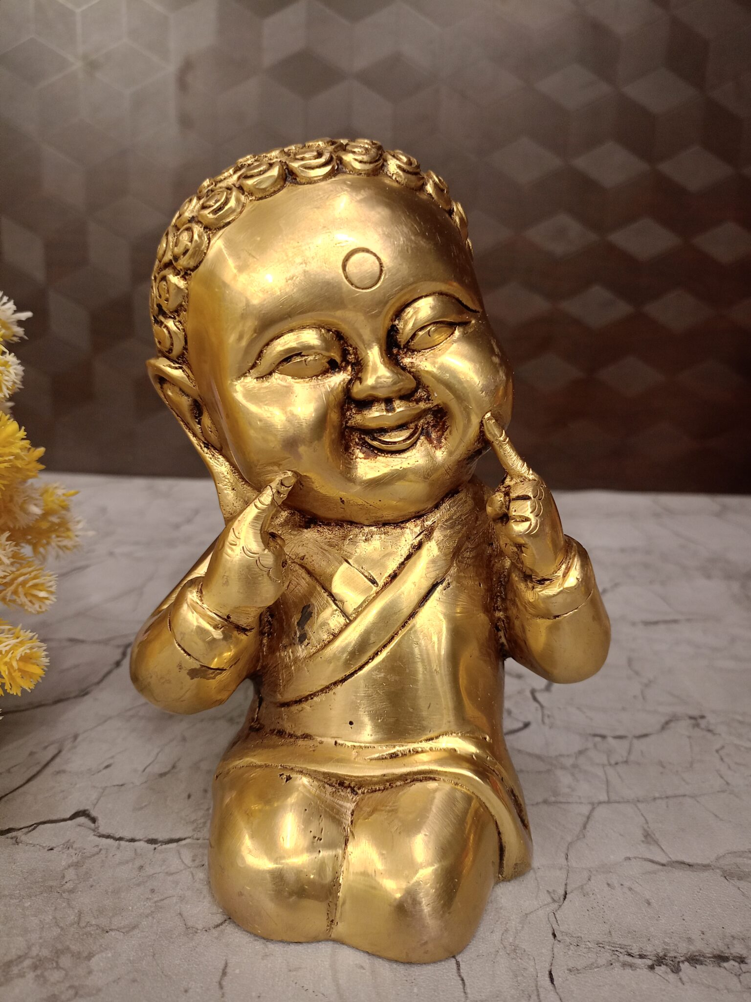 Buy Brass Babe Laughing Buddhas Statue 7.5″