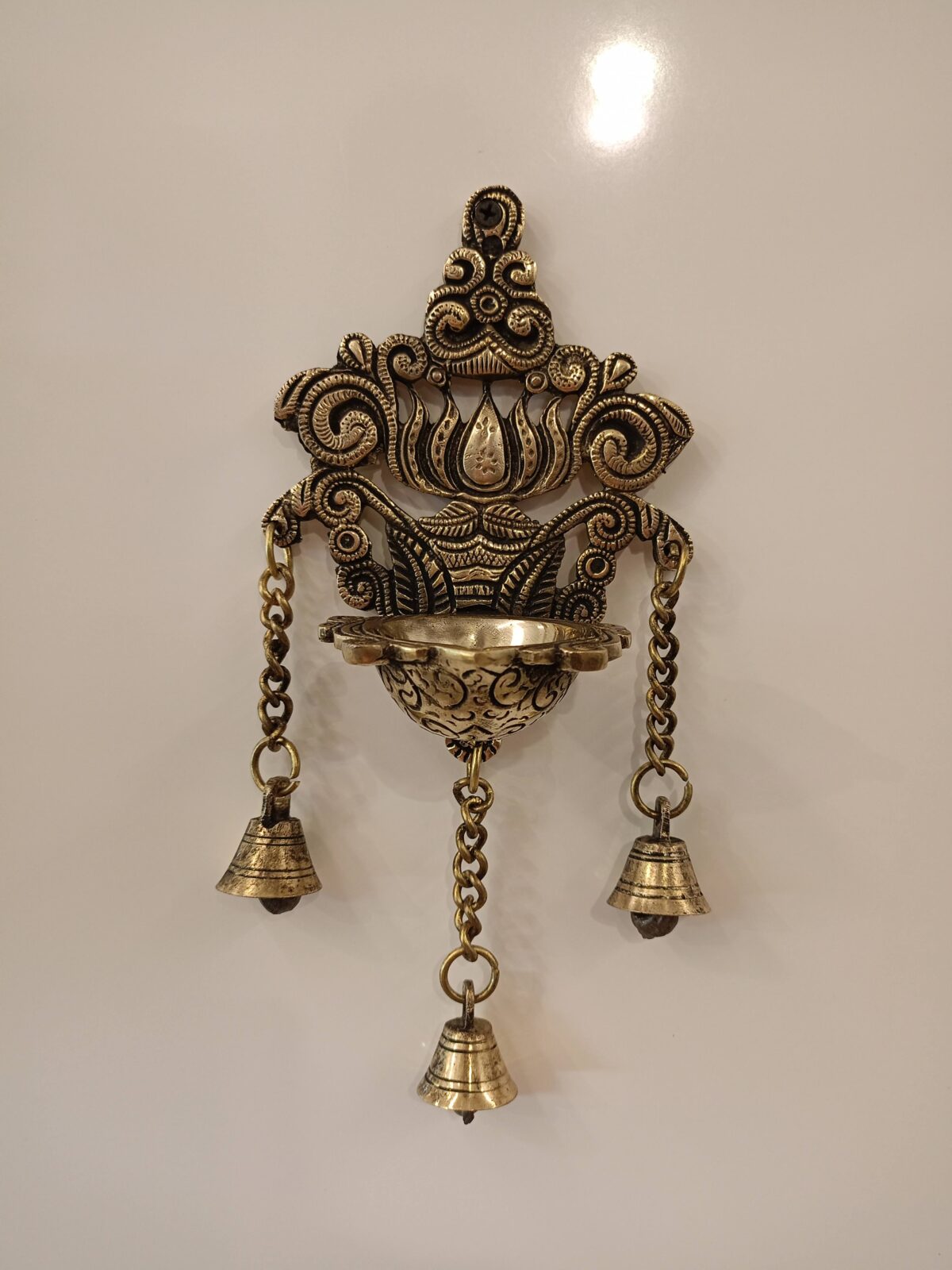 brass lotus diya wall mount pooja gift vgocart coimbatore india scaled