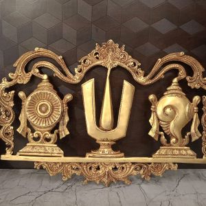 Buy Brass Perumal Namam Wall Mount For Pooja Door 12.5″