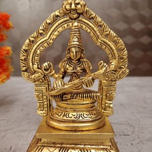 Brass Saraswathi Statue With Arch 5.5″