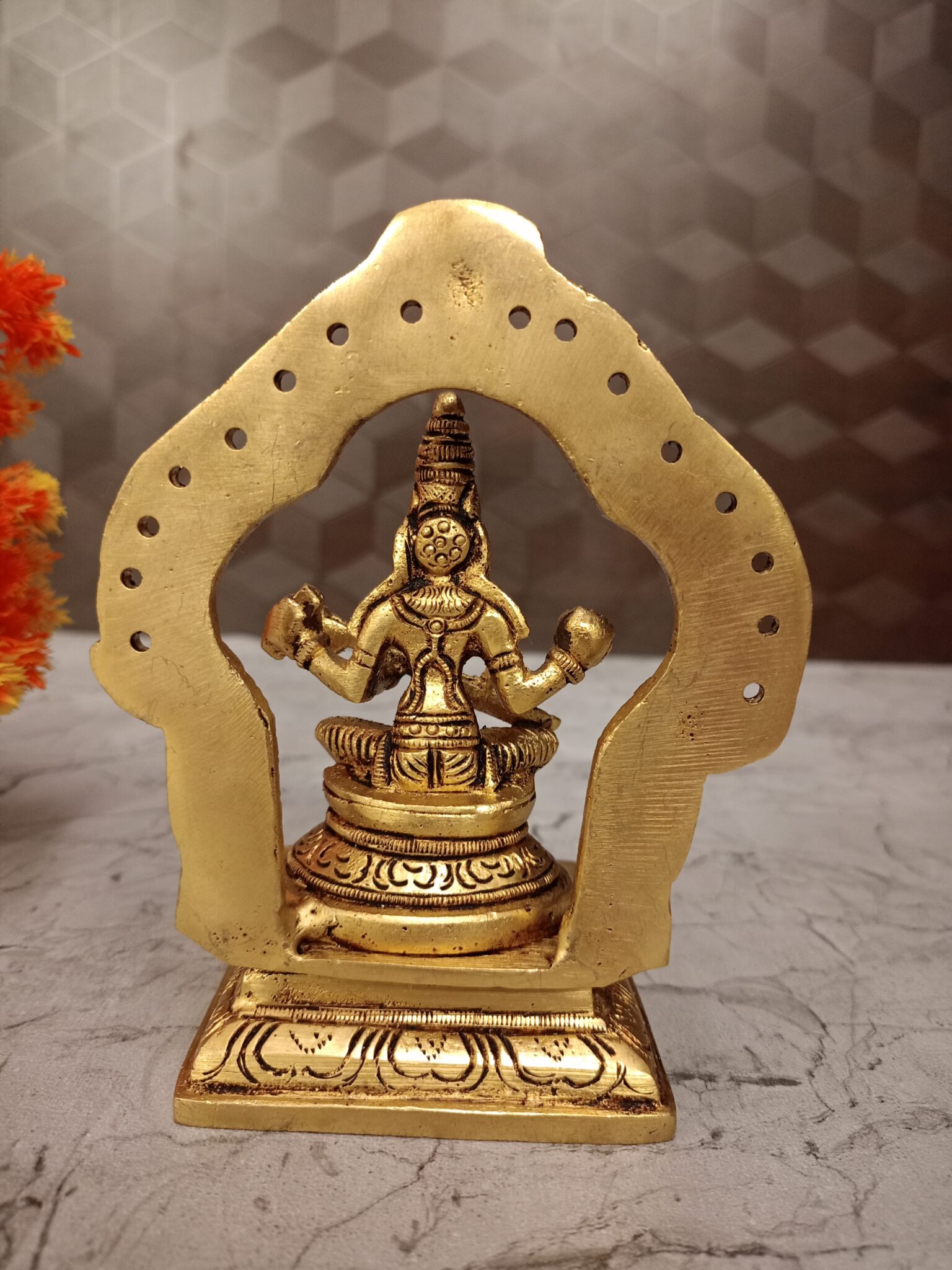 Brass Saraswathi Statue With Arch 5.5″