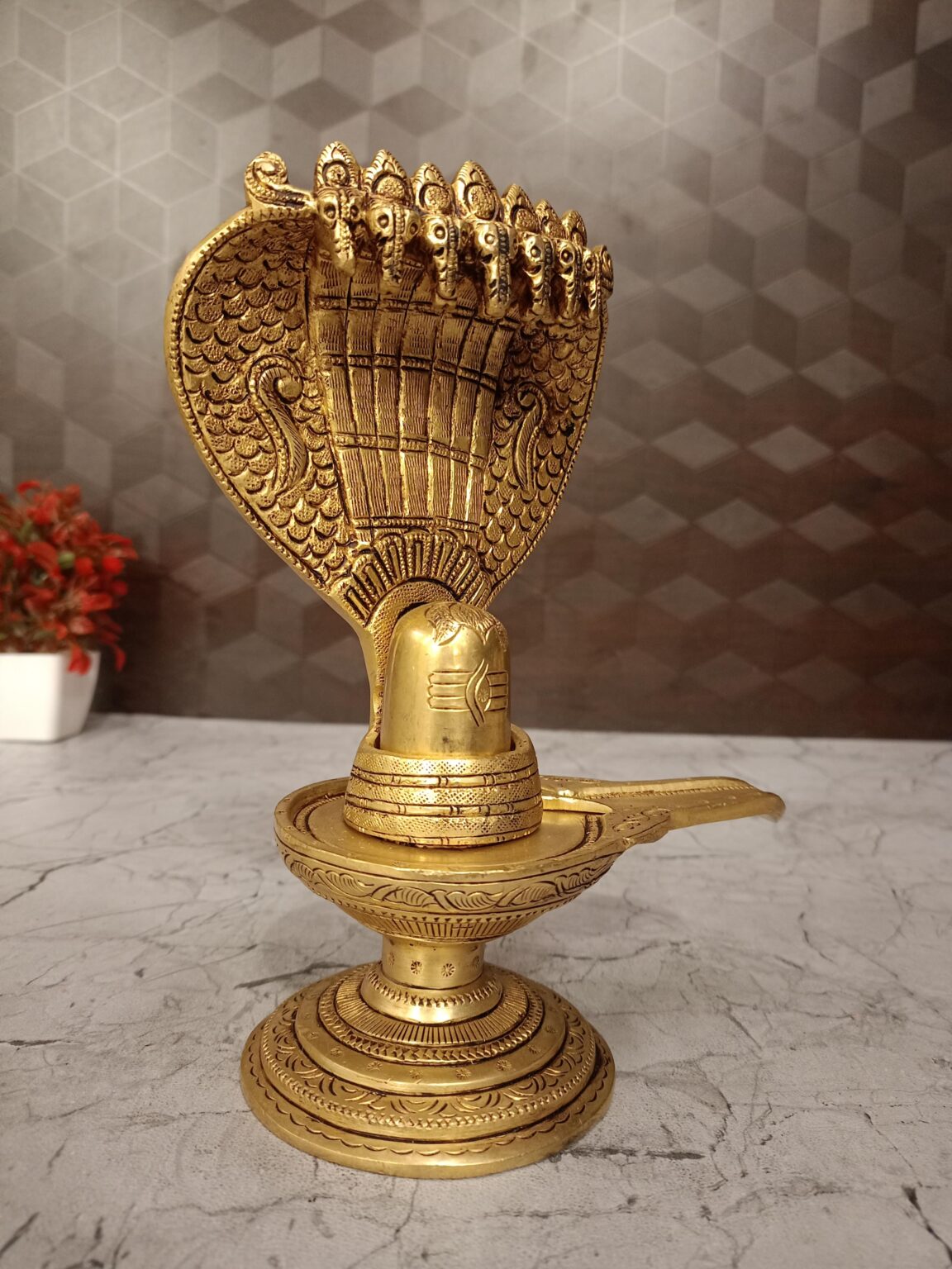 Buy Brass Shiva Lingam With Snake 8.5″