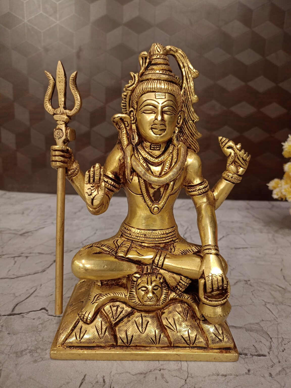 Buy Brass Shivan Sitting On Square Base 9″