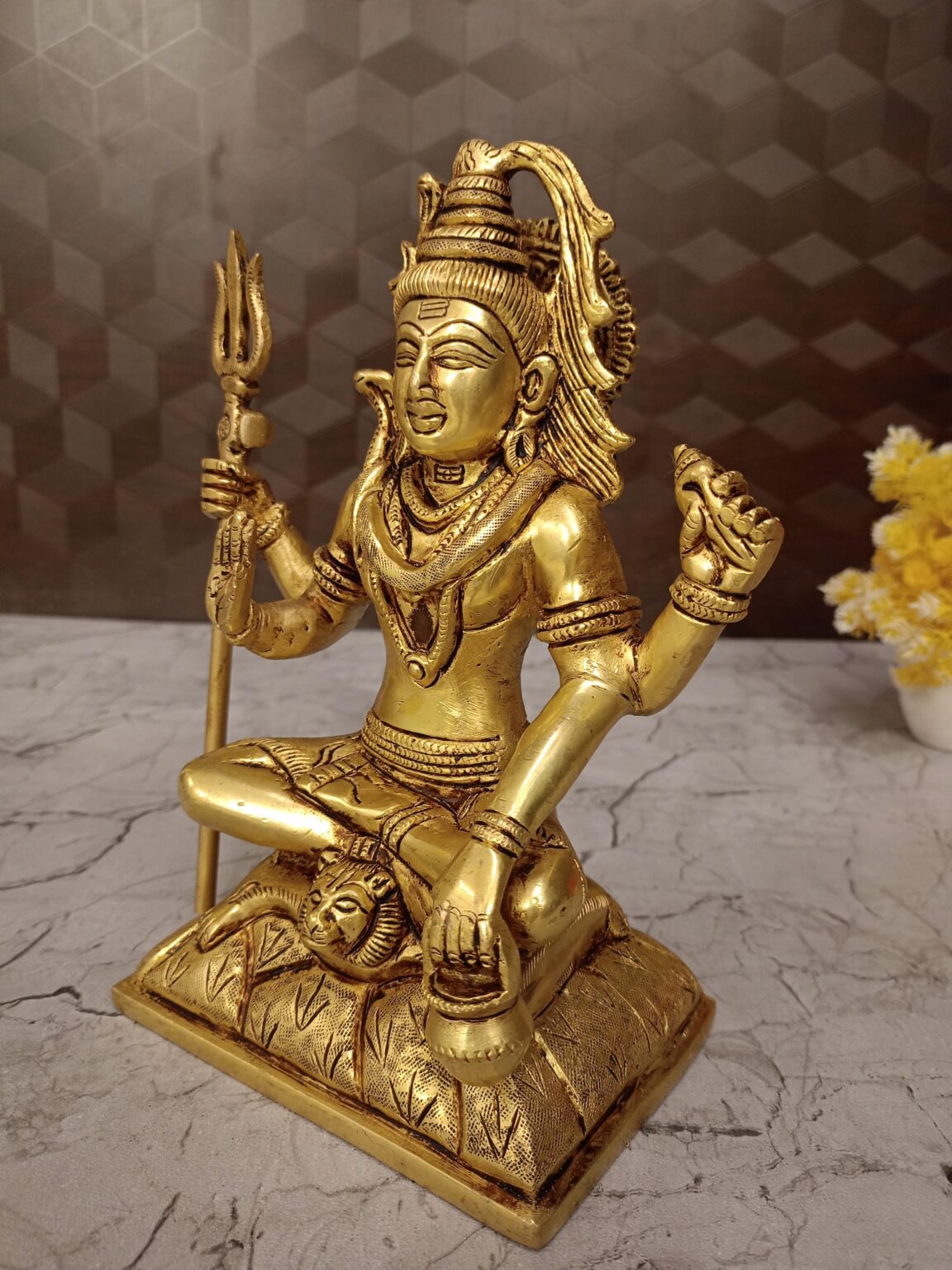 Buy Brass Shivan Sitting On Square Base 9″