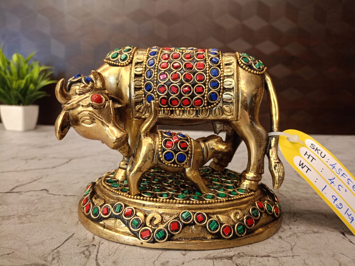 brass stone cow and calf pooja gift vgocart coimbatore india 1 scaled