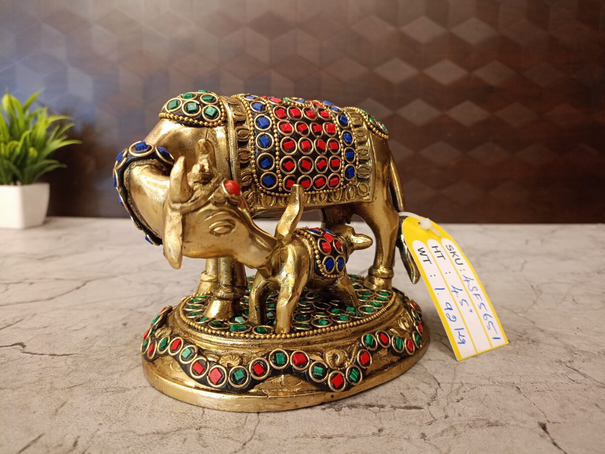 brass stone cow and calf pooja gift vgocart coimbatore india1 1 scaled