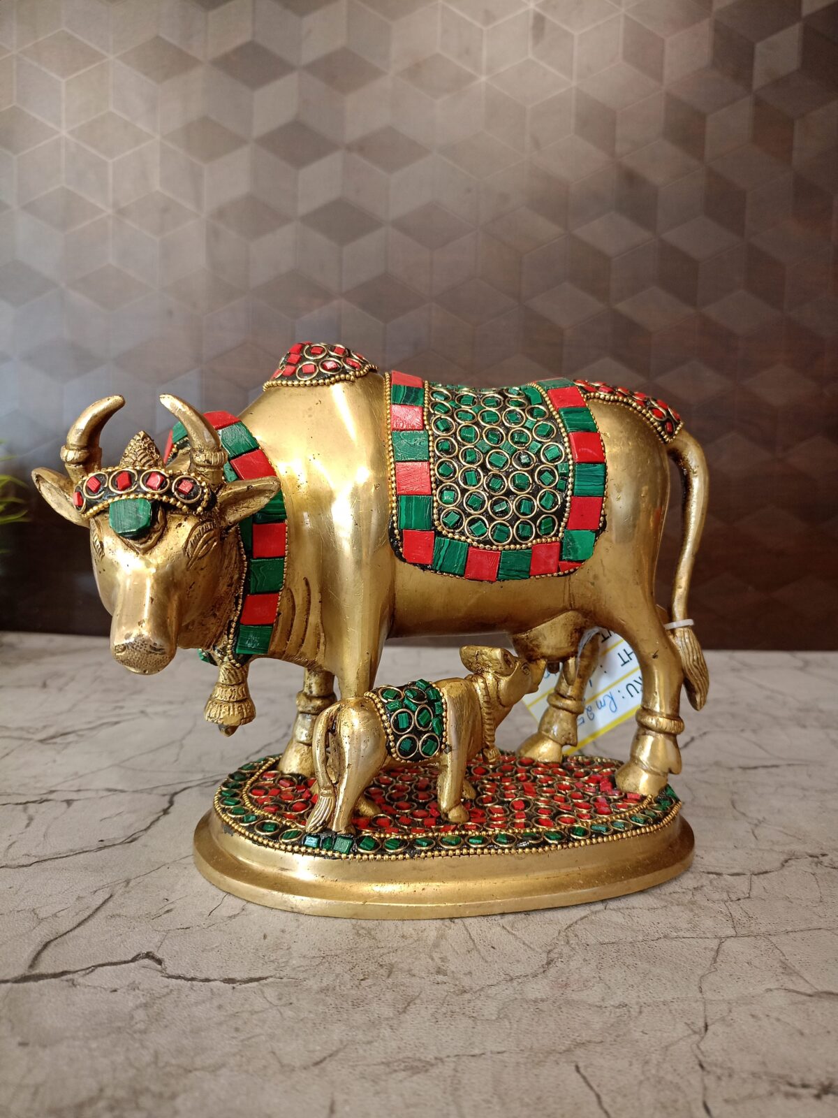 brass stone cow and calf pooja gift vgocart coimbatore india11 scaled