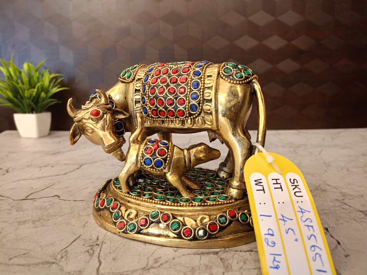 brass stone cow and calf pooja gift vgocart coimbatore india2 1 scaled