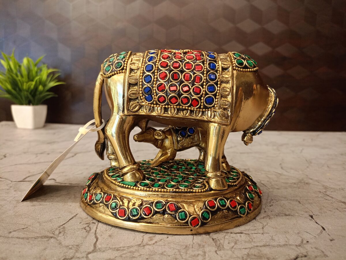 brass stone cow and calf pooja gift vgocart coimbatore india3 1 scaled