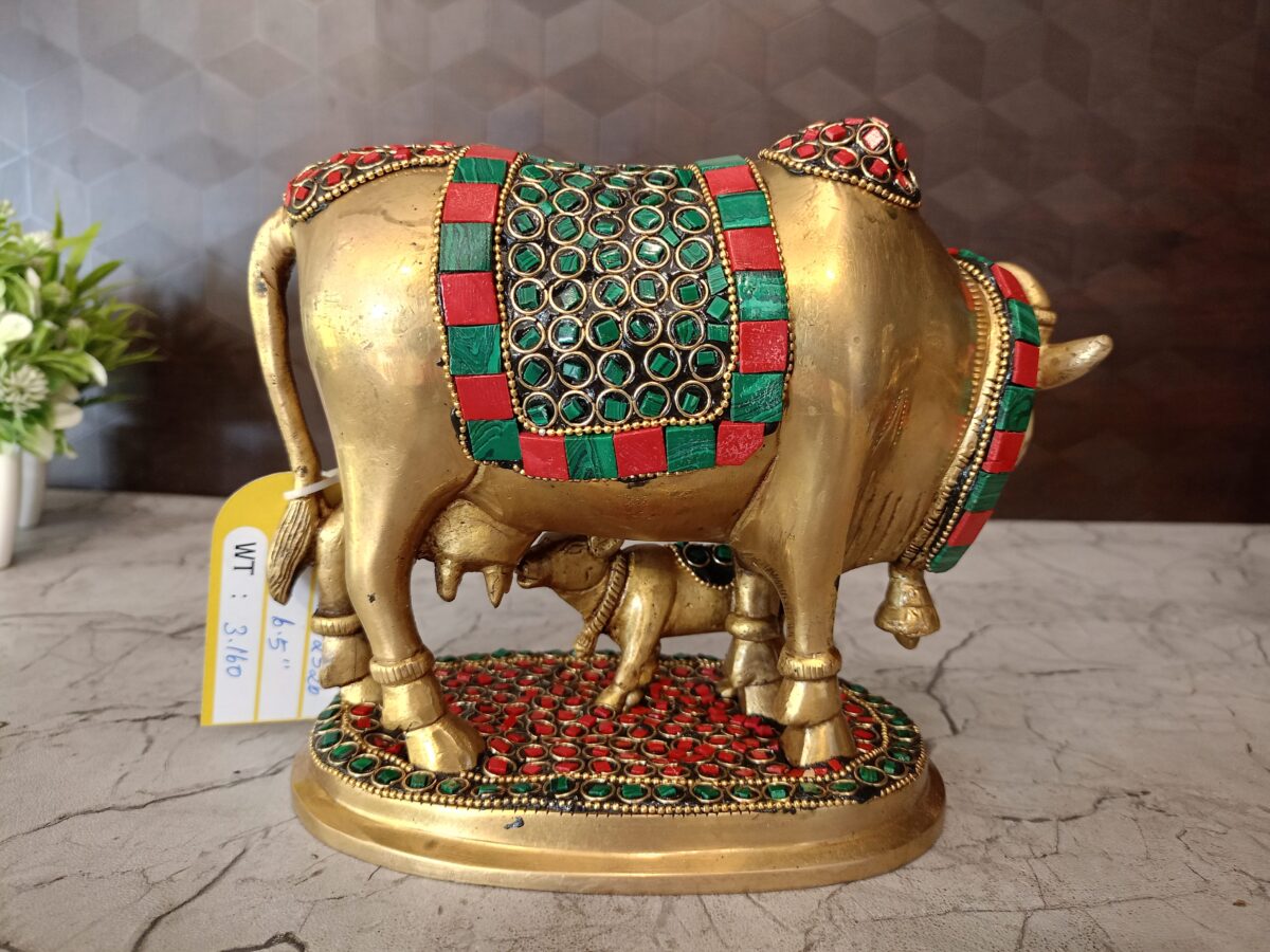 brass stone cow and calf pooja gift vgocart coimbatore india6 scaled