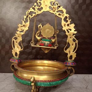 Buy Brass Stone Ganesha Uruli 21″