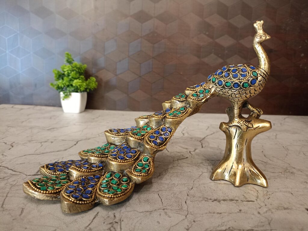 Buy Brass Stone Peacock , Blue And Green Stone Handicraft Idol 6.5 ...