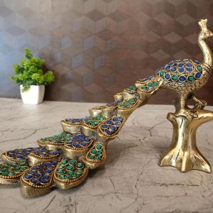 Buy Brass Stone Peacock Idol 6.5″