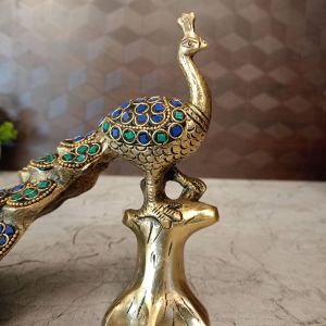 Buy Brass Stone Peacock Idol 6.5″