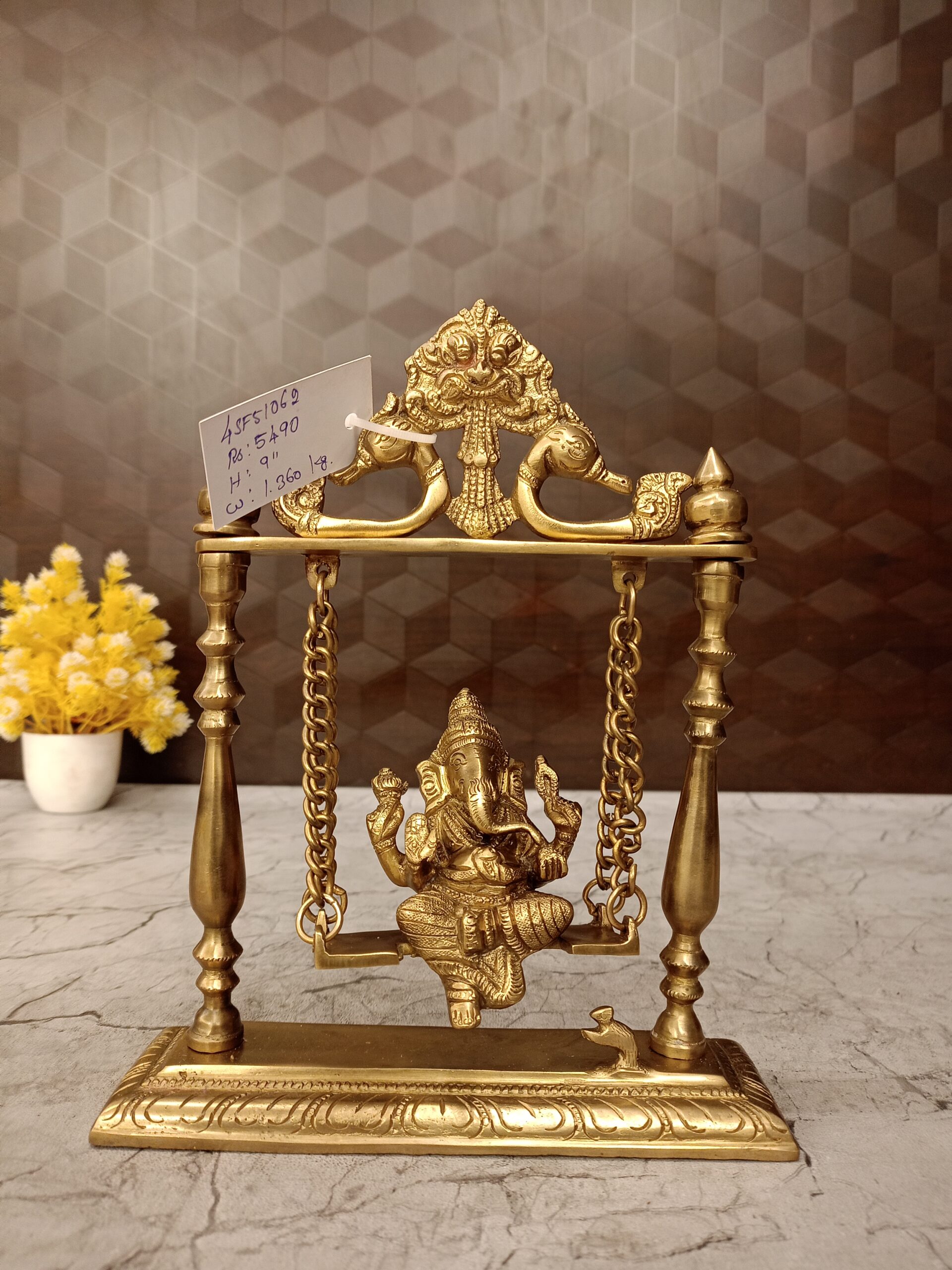 Bronze Swing Ganesha Statue 9" 1 Swing Ganesha Jula