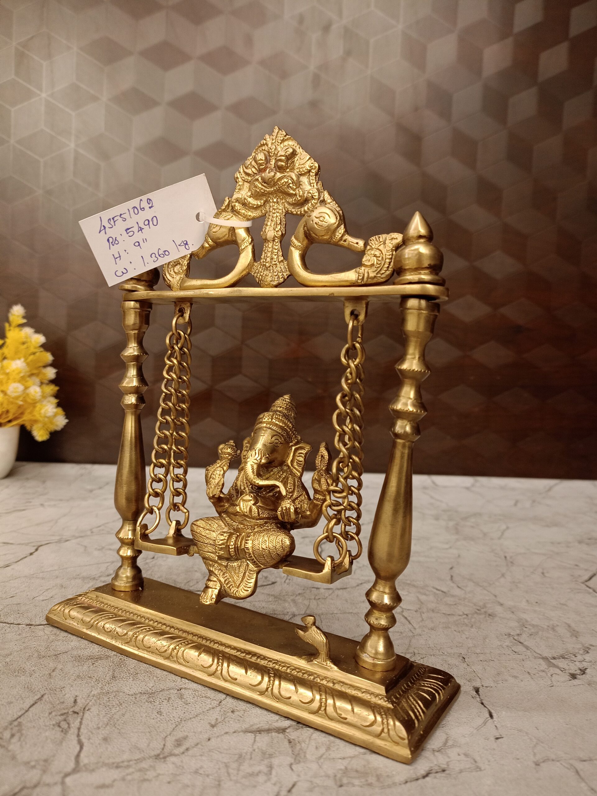 oplus_32 Bronze Swing Ganesha Statue 9" - Image 4
