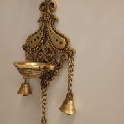 Brass Designer Diya Wall Mount With Belll 11″