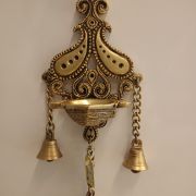 Brass Designer Diya Wall Mount With Belll 11″