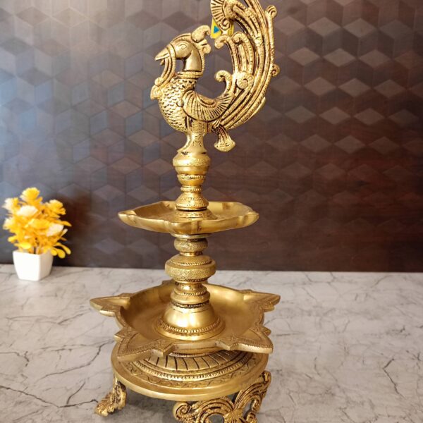 Brass Annam Five Face Two Layer Kuthu Vilakku 16"