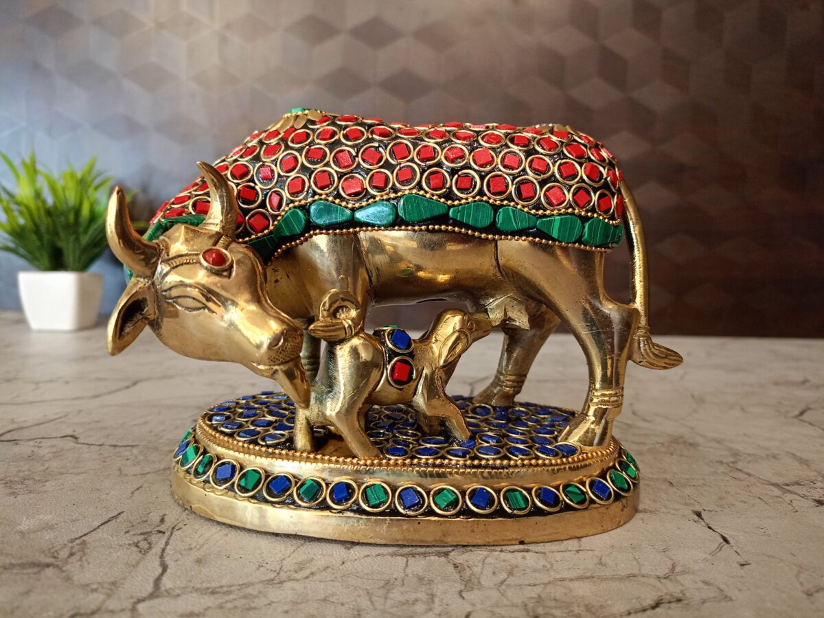 brass cow calf pooja gift stone vgocart coimbatore india scaled