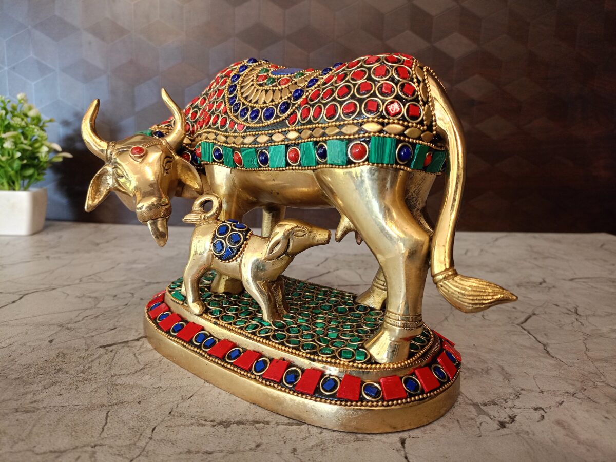 brass cow calf pooja gift stone vgocart coimbatore india12 scaled