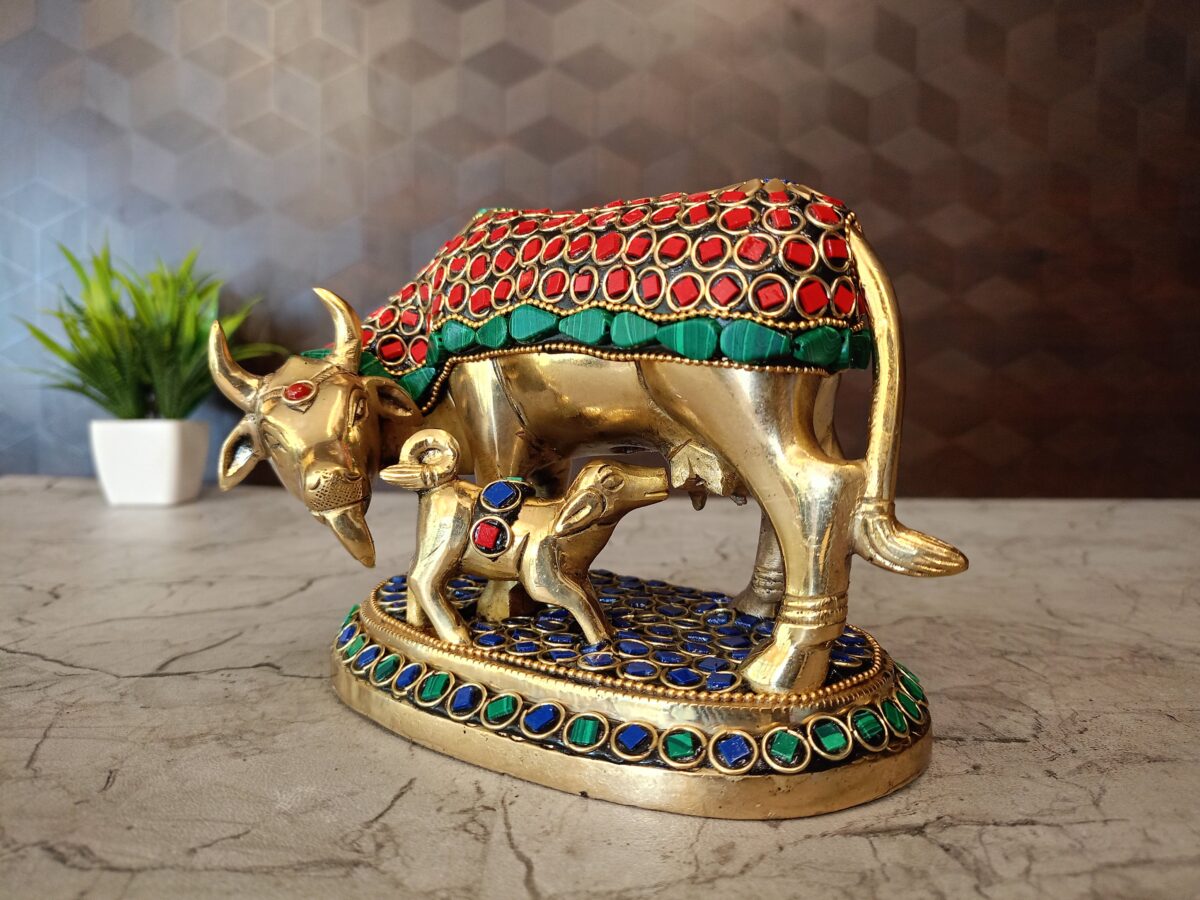 brass cow calf pooja gift stone vgocart coimbatore india5 scaled