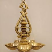 Brass Five Face Diya With Hanging 28″