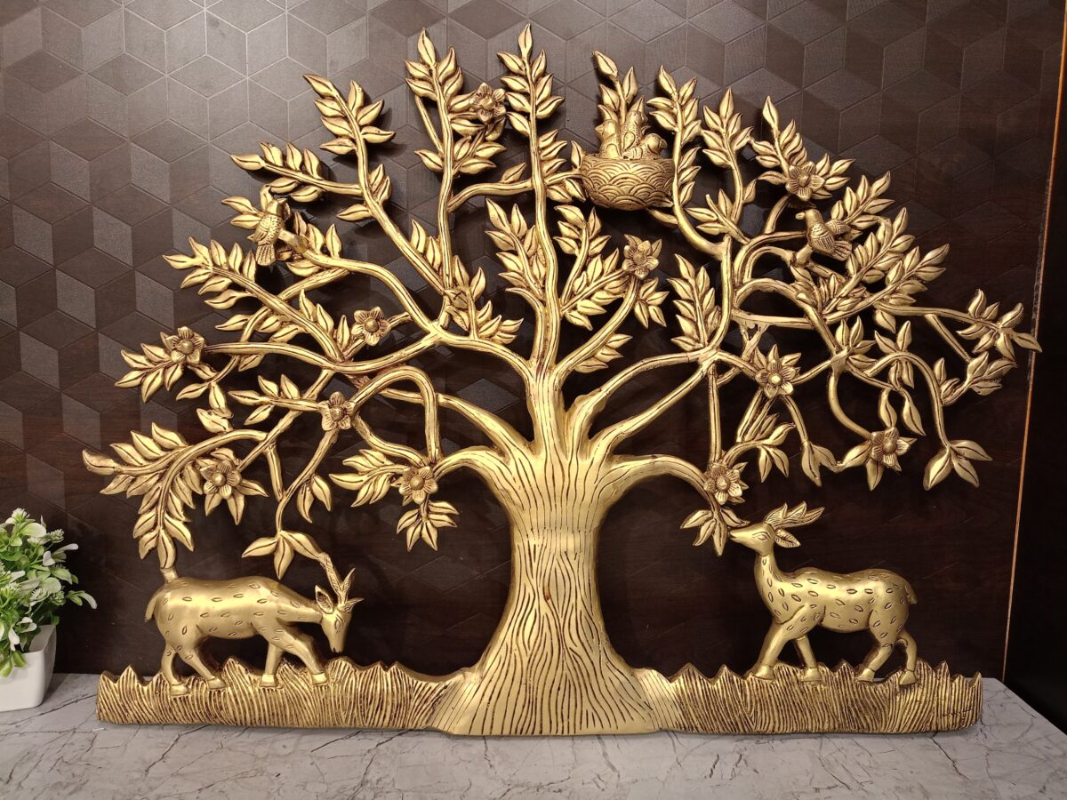 Brass Kalpavirutcham Tree Wall Mount 22.5″