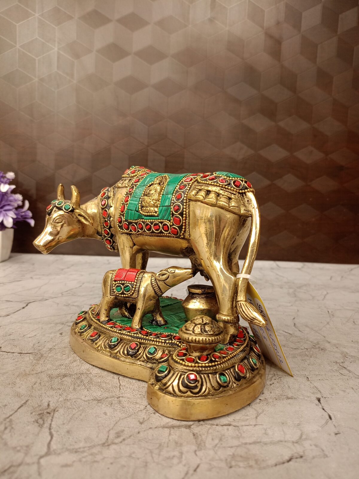 brass stone cow and calf pooja gift vgocart coimbatore india1 2 scaled