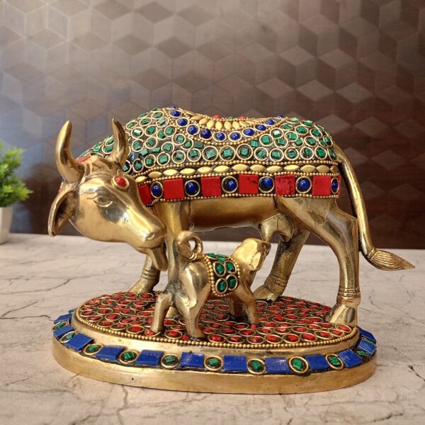 brass-stone-cow-and-calf-pooja-gift-vgocart-coimbatore-india