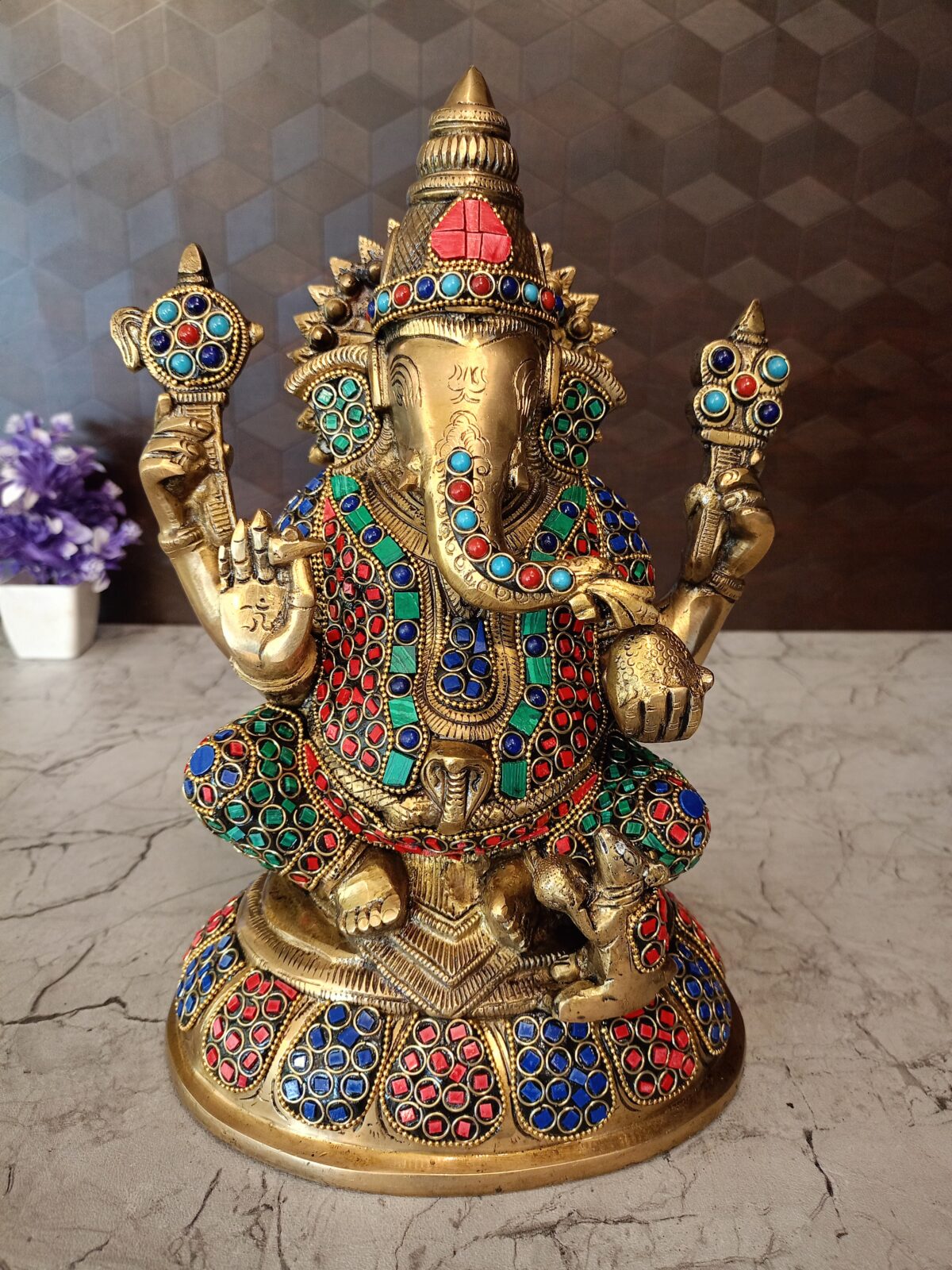 brass stone ganesha idol pooja gift vgocart coimbatore india scaled