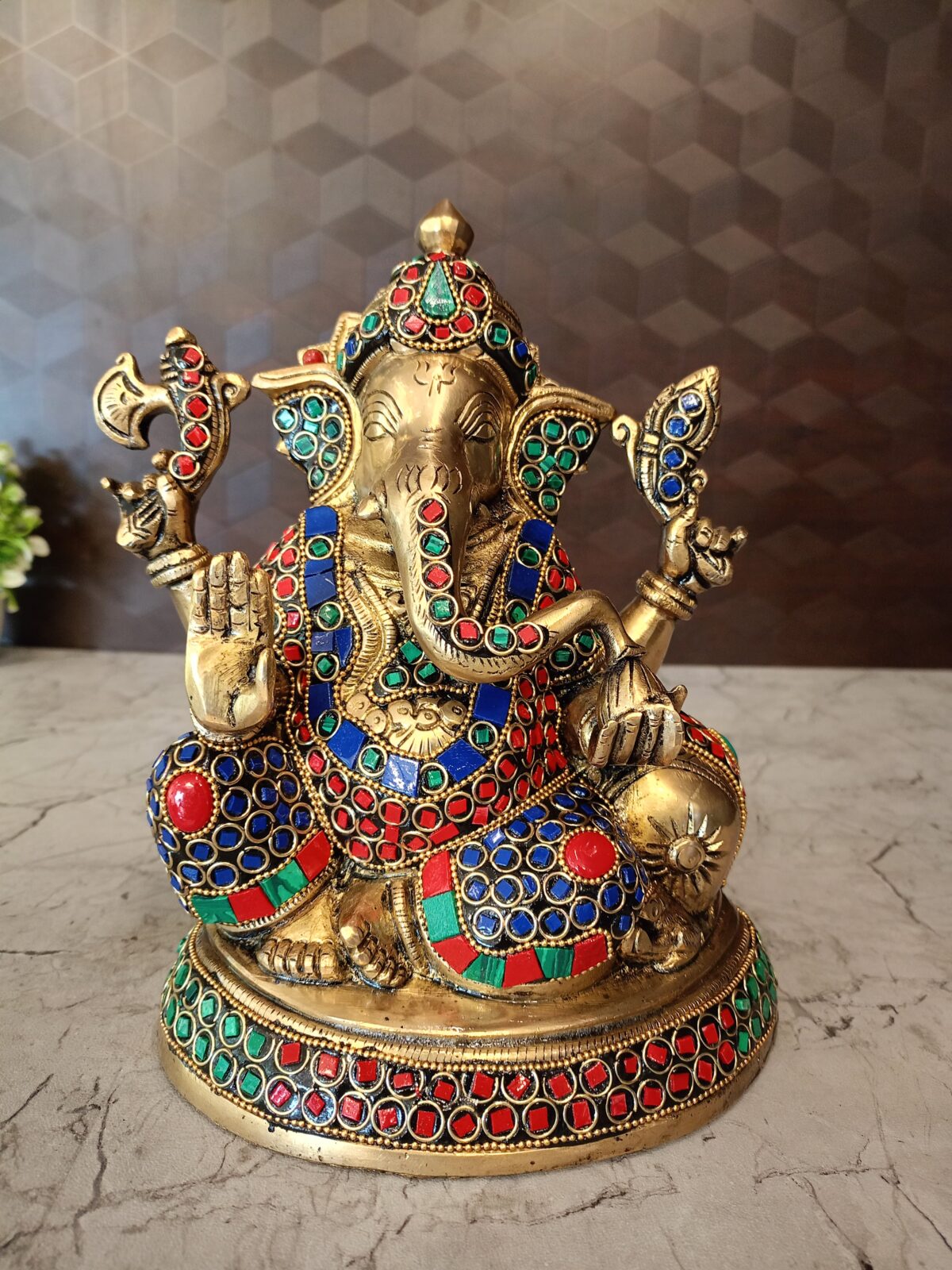 brass stone ganesha statue pooja gift antique vgocart coimbatore india scaled