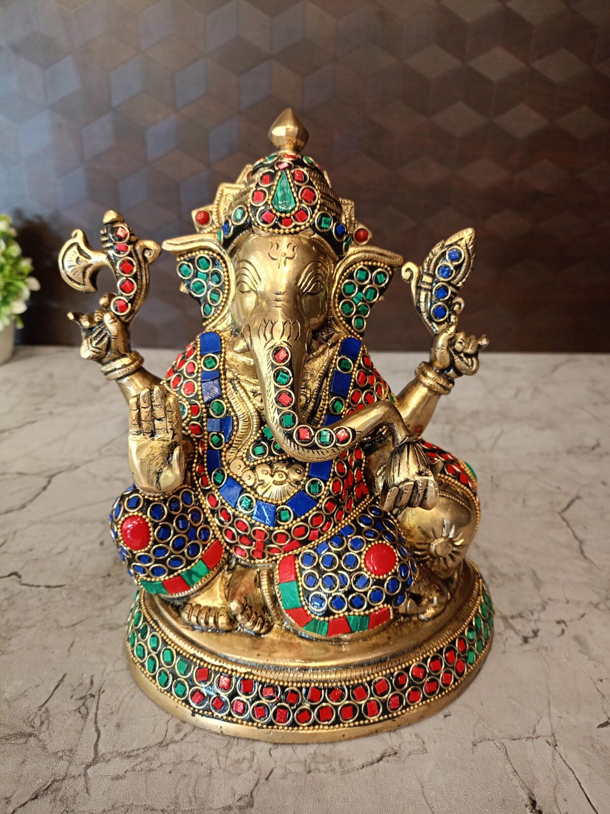 brass stone ganesha statue pooja gift antique vgocart coimbatore india1 scaled