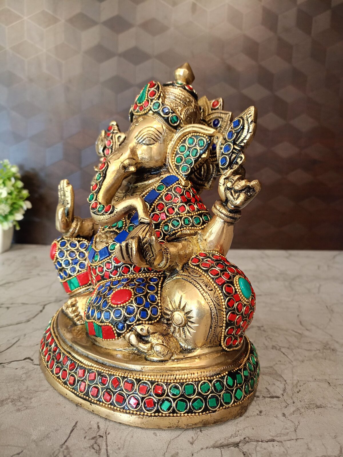 brass stone ganesha statue pooja gift antique vgocart coimbatore india2 scaled