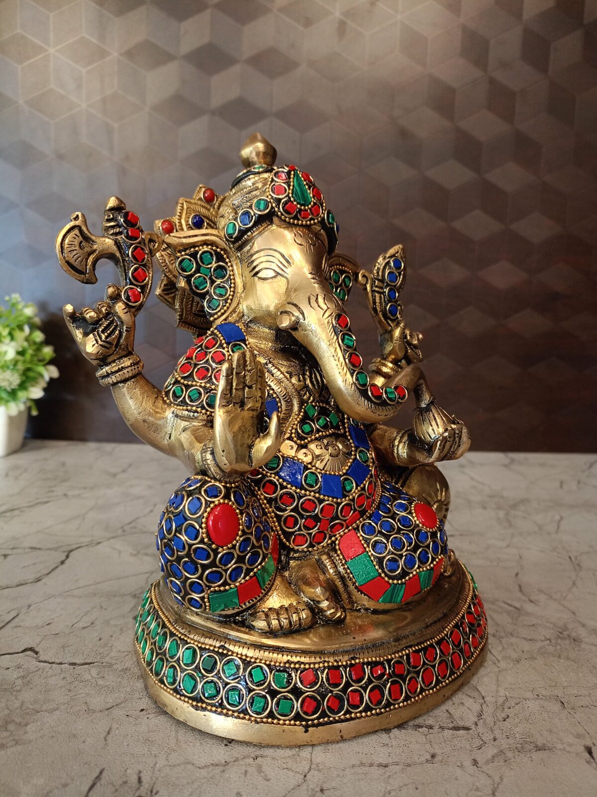 brass stone ganesha statue pooja gift antique vgocart coimbatore india3 scaled