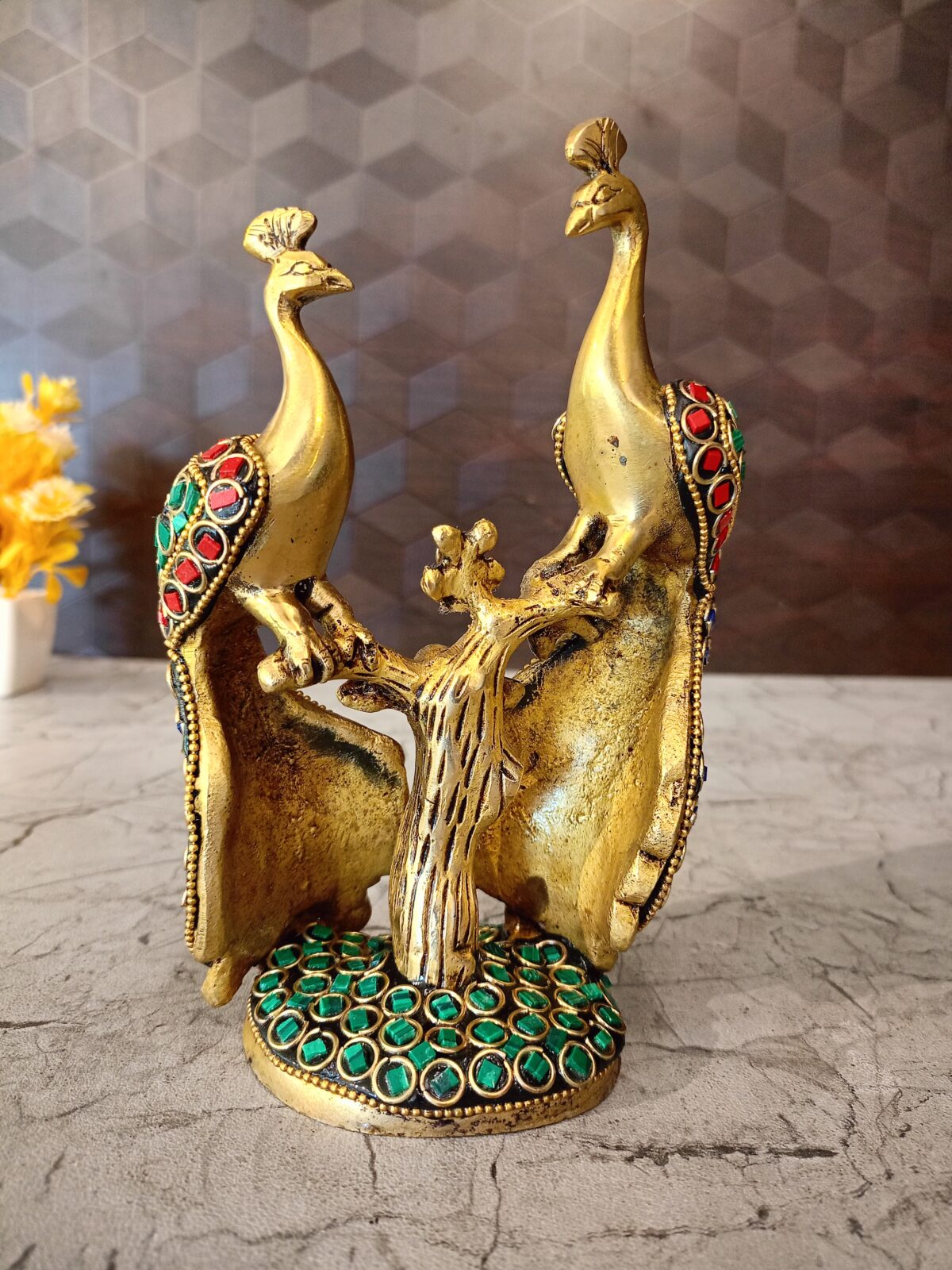 brass stone peacock pair vgocart coimbatore india1 scaled