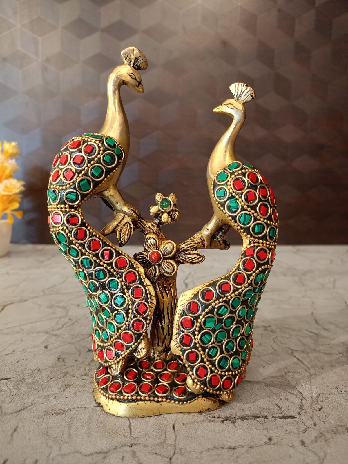 brass stone peacock pair vgocart coimbatore india2 scaled