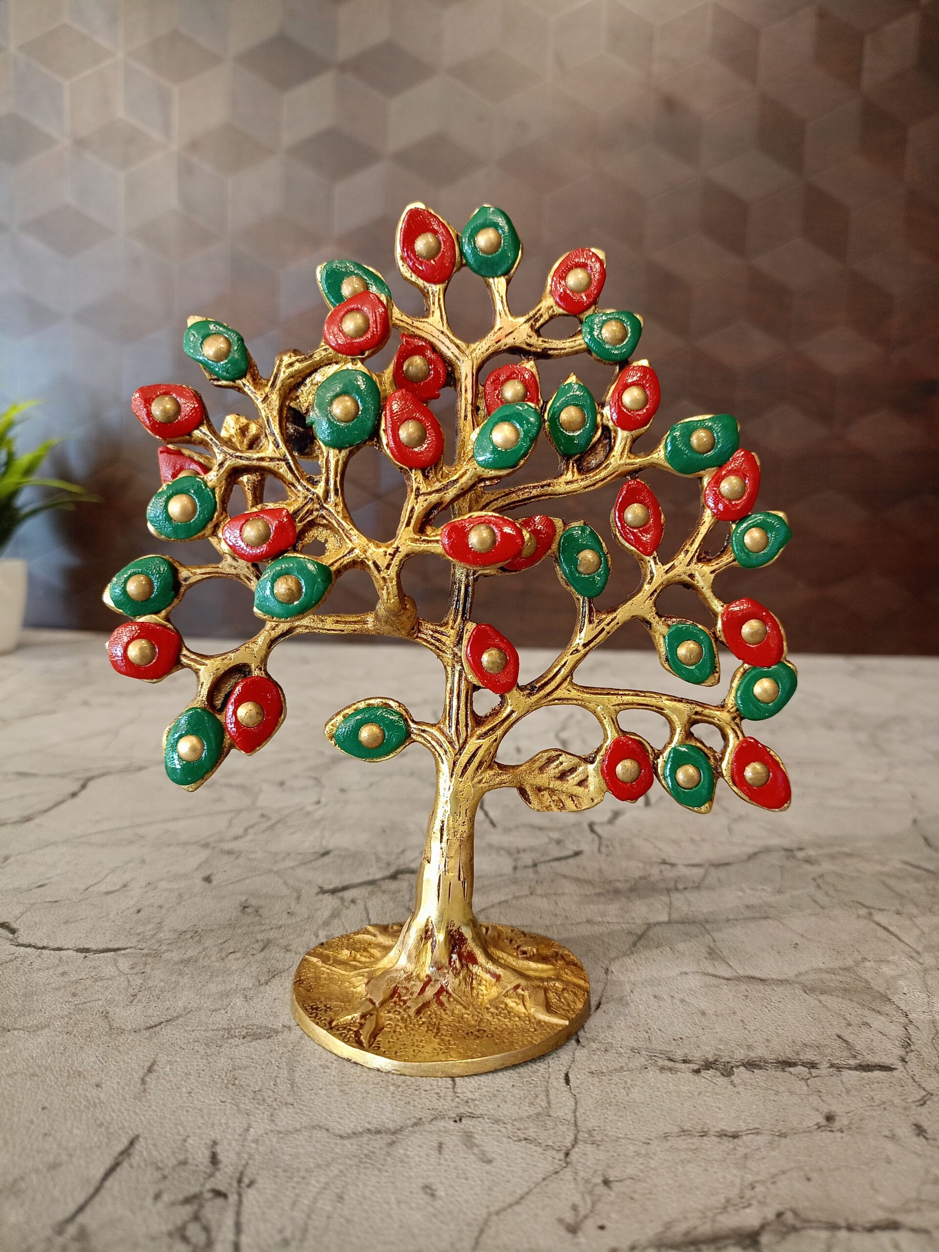 oplus_32 Brass Stone Kalpaviruksha tree 6" - Image 1