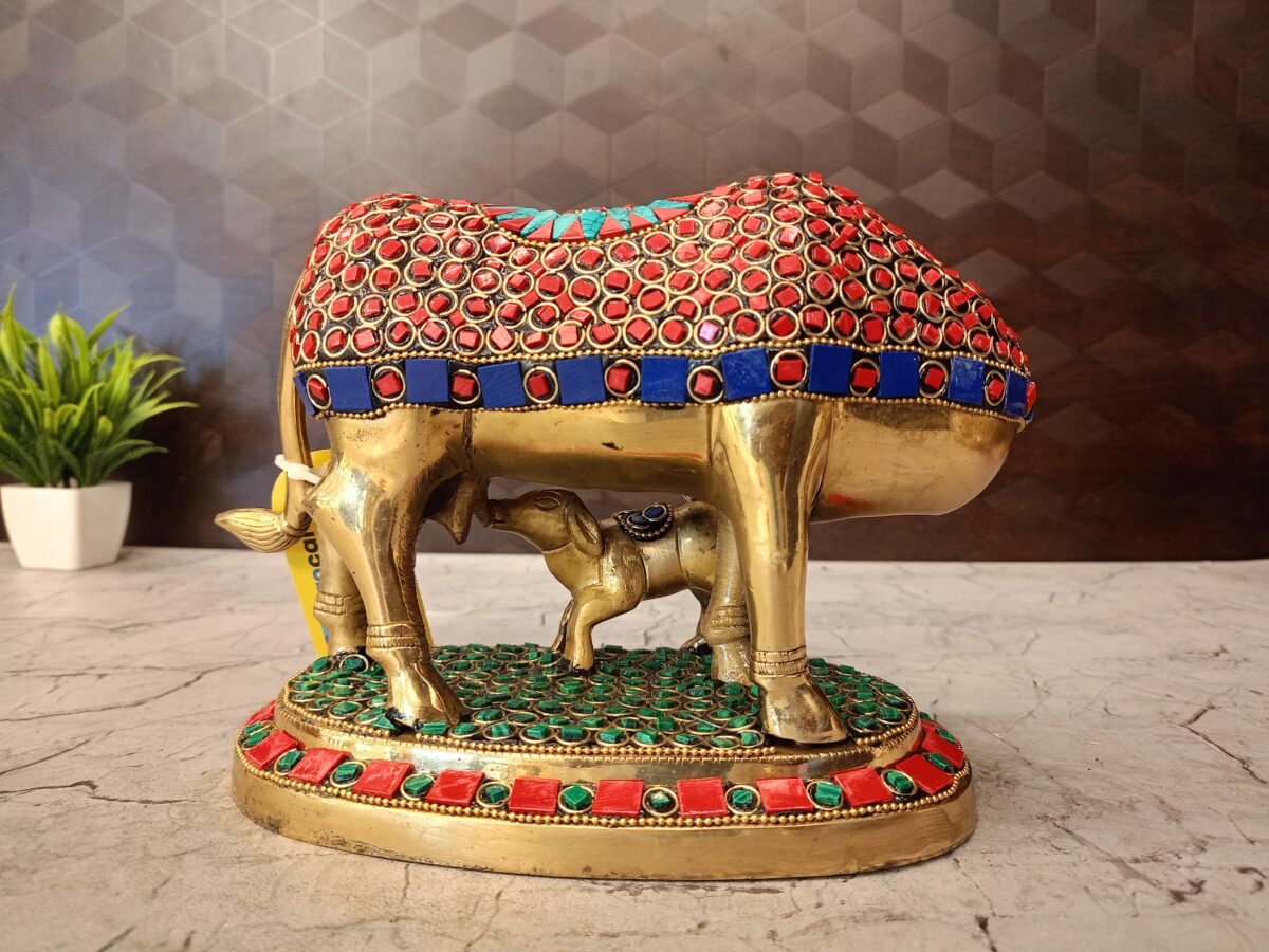 brass cow calf stone idol pooja gift vgcart coimbatore india3 scaled