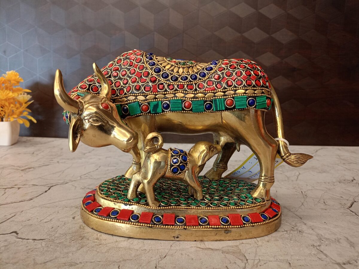 brass stone cow calf pooja gift vgocart coimbatore india scaled