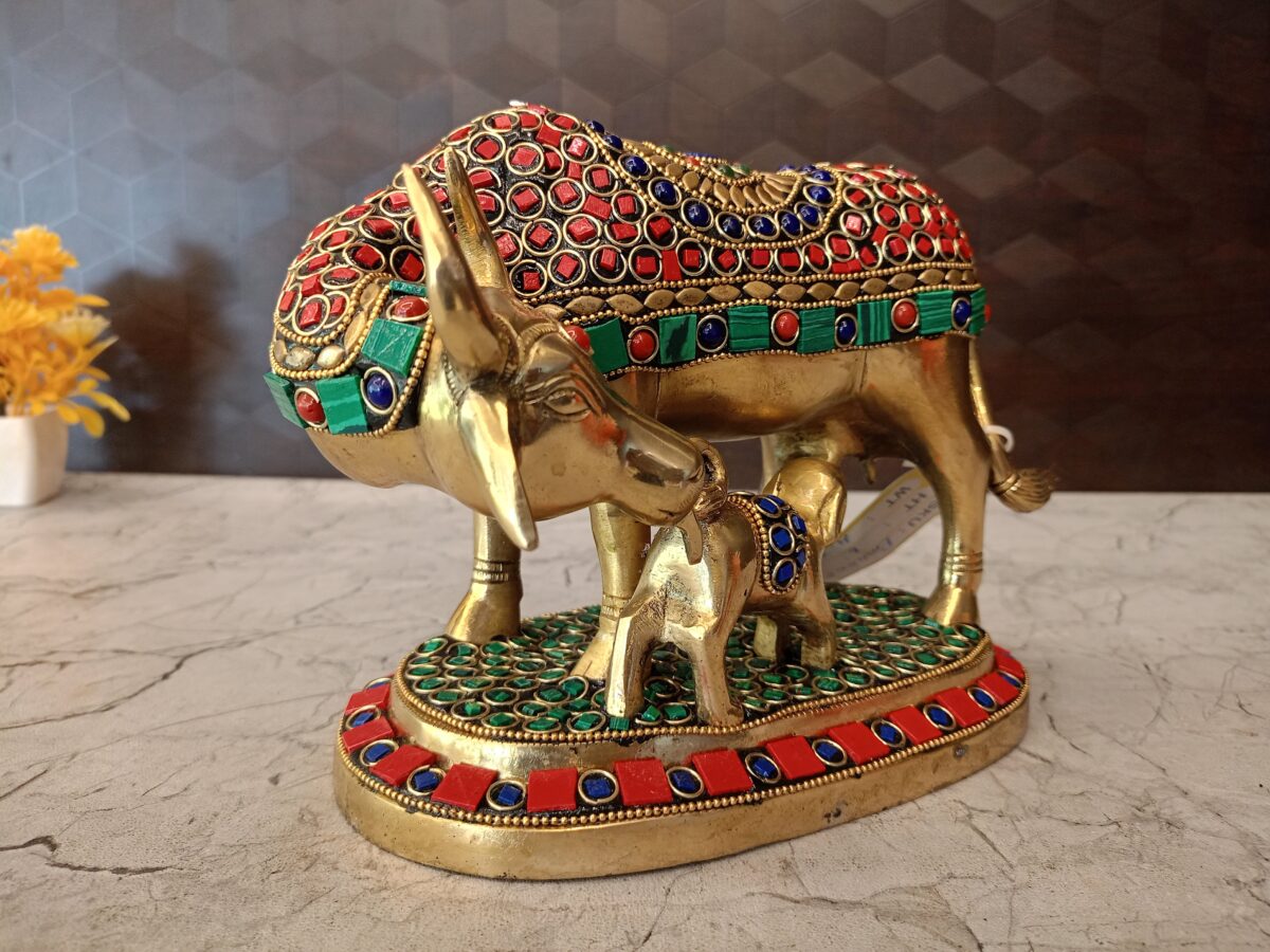 brass stone cow calf pooja gift vgocart coimbatore india1 scaled