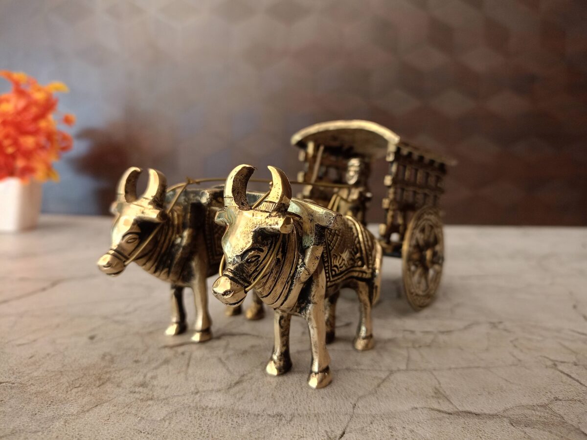 brass bullockcart gift home decor vgocart coimbatore india1 scaled