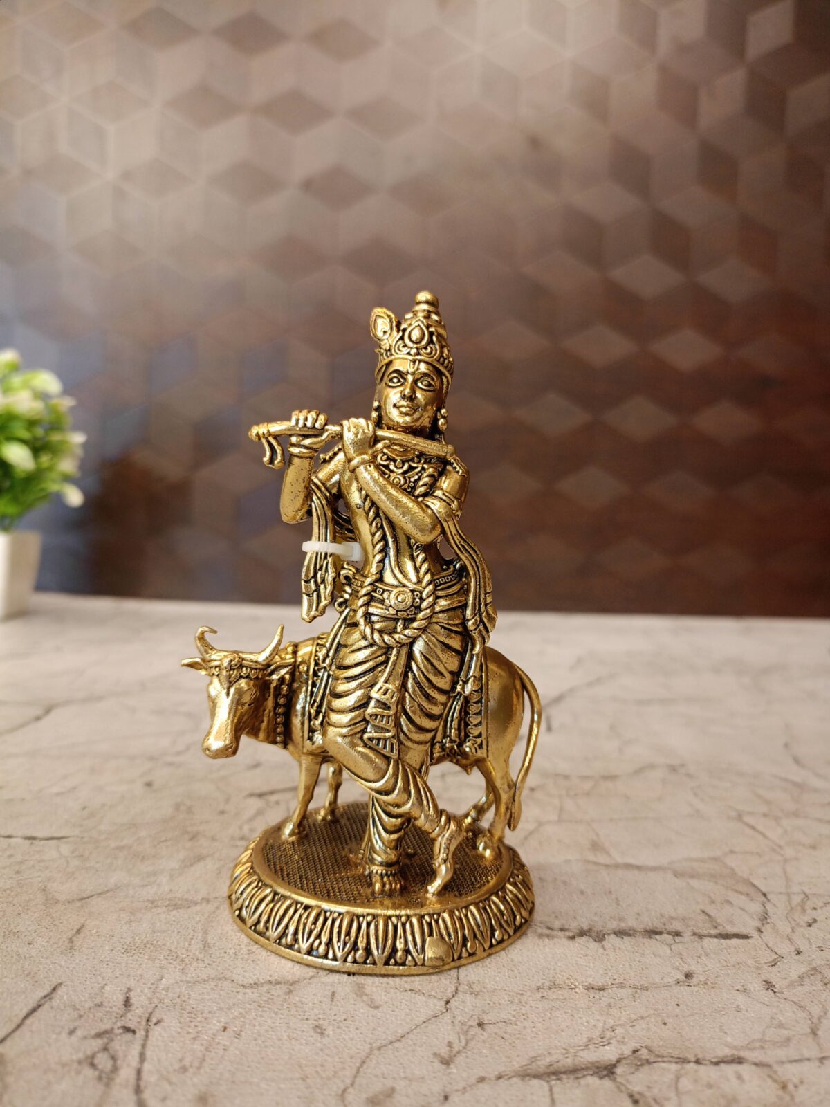 brass cow krishna idol pooja gift vgocart coimbatore scaled