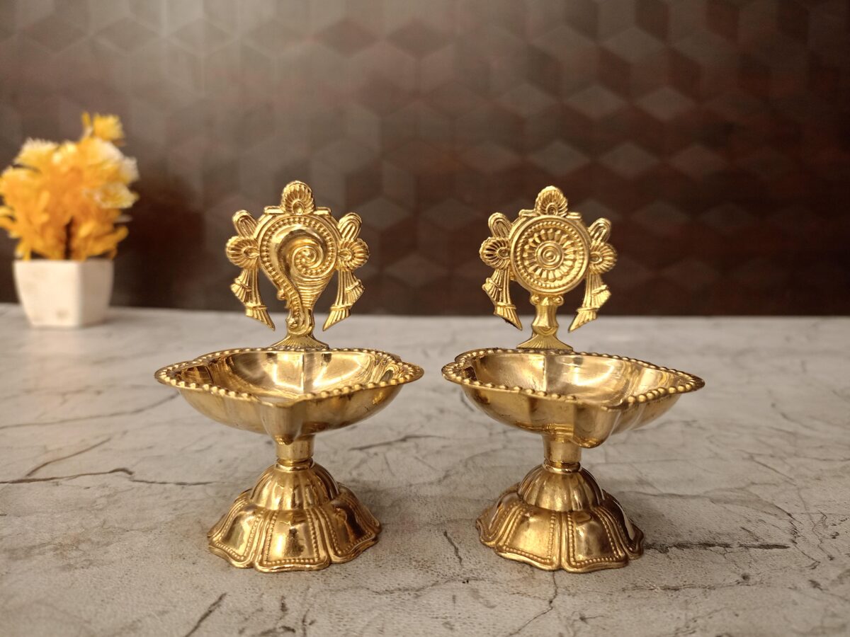 brass sangu chakra diya pooja gift vgocart coimbatore india scaled