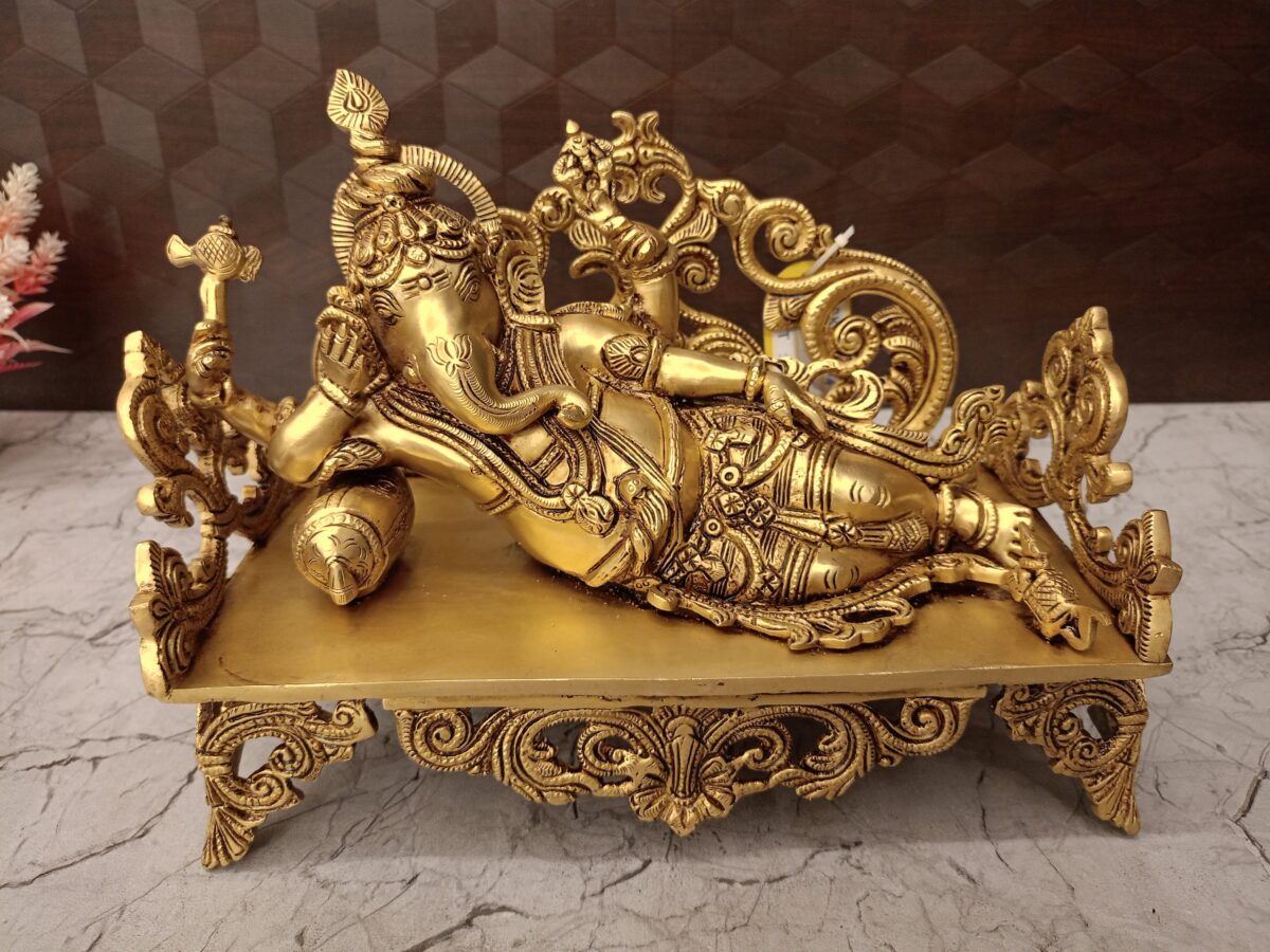 brass sleeping ganesha idol pooja gift vgocart coimbatore india2 scaled